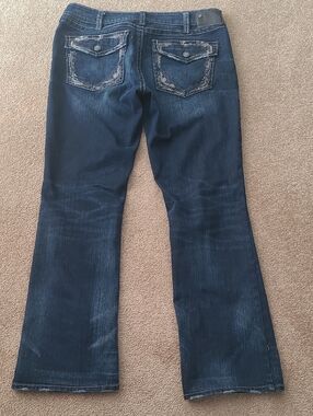 Silver Jeans Aiko Dark Blue Flared Back-Pocket Jeans